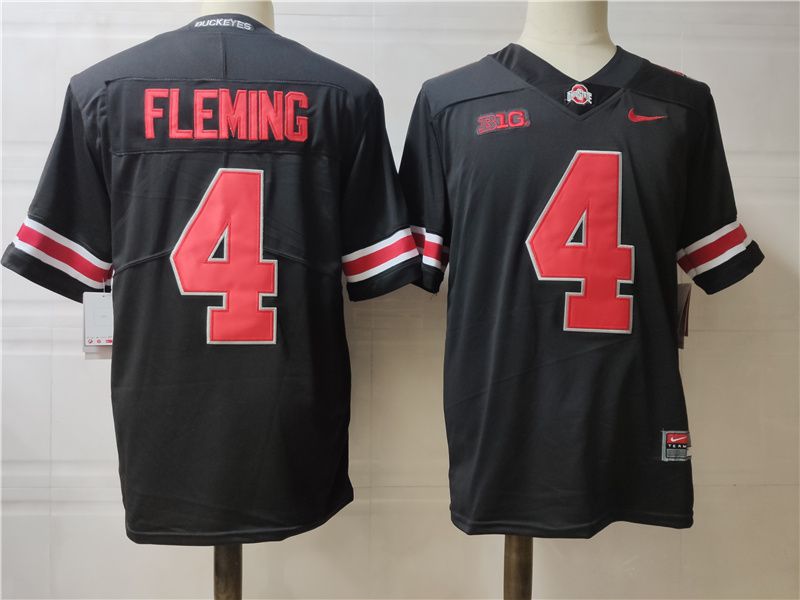 Men Ohio State Buckeyes #4 Fleming Black Nike 2025 NCAA Jersey